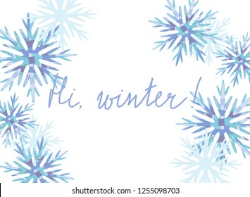 Christmas card with snow flakes. Vector Illustration. Winter template.