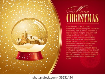 Christmas card with snow globe