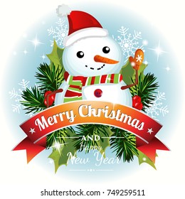christmas card with snow man