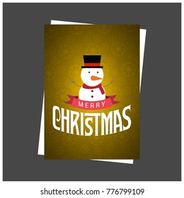 Christmas card with snow man and pattern background