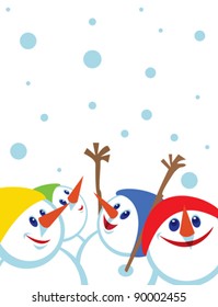 Christmas card with snow mans Space for copy/paste