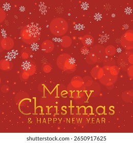 christmas card with snow and snowflakes