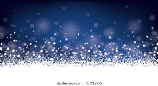 Christmas card with snow and stars on der dark background. Eps 10 vector file.