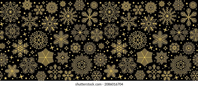 Tarjeta de Navidad con borde de copo de nieve, patrón sin fisuras para saludos de Navidad, vacaciones de Año Nuevo - para vector de stock
