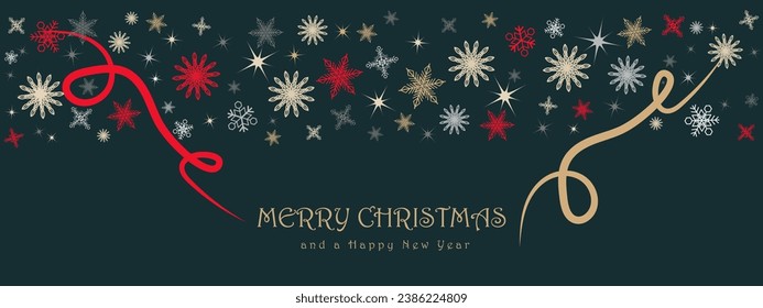  Christmas card with snowflake border vector illustration in royal green Background