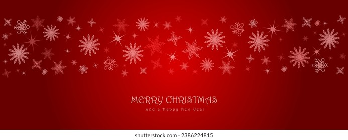  Christmas card with snowflake border vector illustration in Red Background