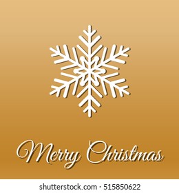 Christmas card with snowflake on gold background. Vector.
