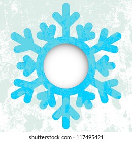 Christmas card - a snowflake, with space for text or image. EPS10 vector illustration. Grunge effect can be cleaned easily.