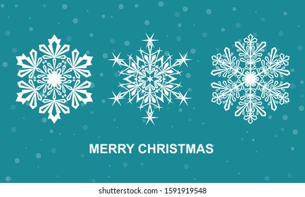 Christmas card with snowflake. Vector flat illustration.