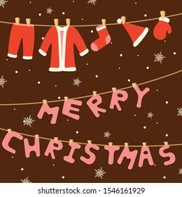Christmas card with snowflakes   background,vector colorful template for greetings card.