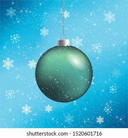 Christmas card with snowflakes and christmas ball.