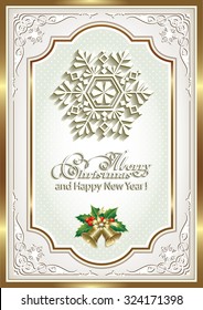 Christmas card with snowflakes and bells