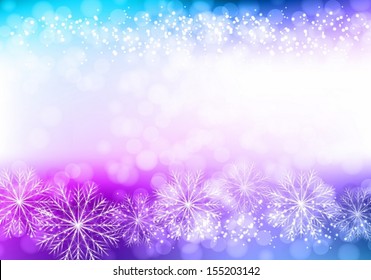 Christmas card snowflakes blue background. Vector EPS 10 illustration.