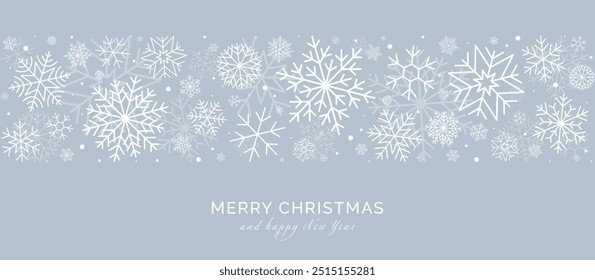 	
Christmas card with snowflakes border. New Year and Christmas vector greeting card