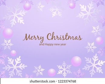 Christmas card with snowflakes border. Christmas vector design.