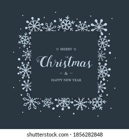 Christmas card with snowflakes. Concept of Xmas background with wishes. Vector