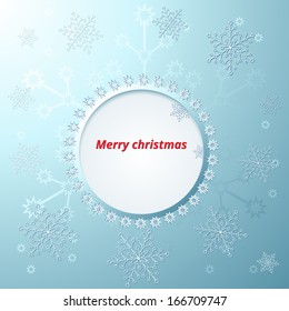 christmas card with snowflakes and congratulations on a blue background