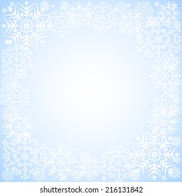 Christmas card with snowflakes frame. Vector illustration