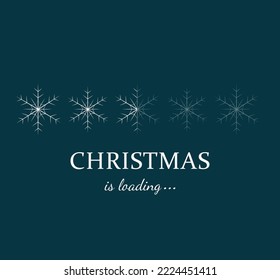 Tarjeta de Navidad con copos de nieve cargando navidad. fondo oscuro
