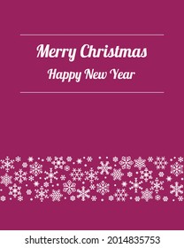 Christmas card with snowflakes. Pink vector design of modern Christmas wishes and Happy New Year.