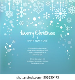 Christmas card with snowflakes and place for text.