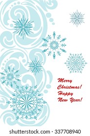 Christmas card with snowflakes vectorized