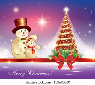 Christmas card with a snowman