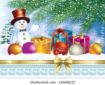 Christmas card with a snowman