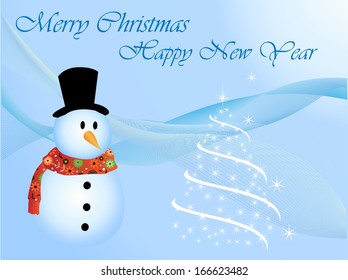 Christmas card with snowman