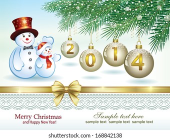 Christmas card with a snowman