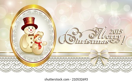 Christmas card with snowman