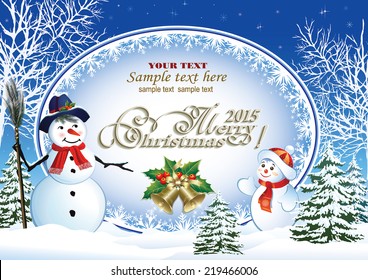 Christmas card with snowman