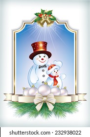 Christmas card with snowman