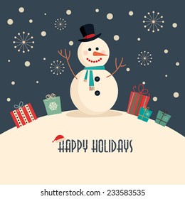 Christmas Card With Snowman