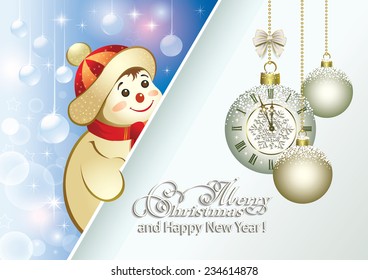 Christmas card with snowman