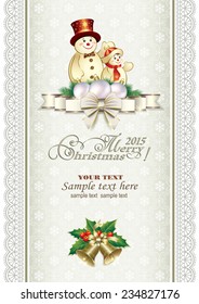 Christmas card with snowman