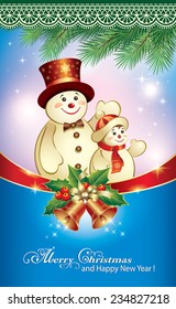 Christmas card with snowman