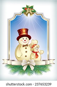Christmas card with snowman