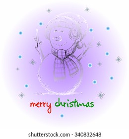 Christmas card with snowman