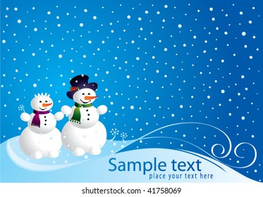 Christmas card with snowman