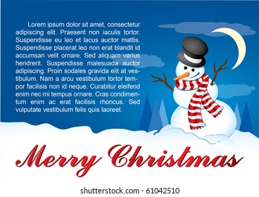christmas card with a snowman