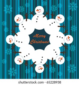 Christmas card with snowman