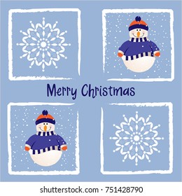 Christmas card with snowman