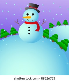Christmas card with snowman
