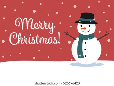 Christmas card with snowman cartoon.