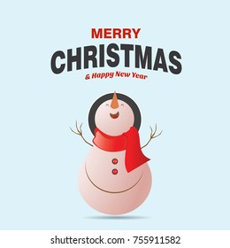 Christmas card with snowman cartoon.