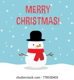 Christmas card with snowman cartoon