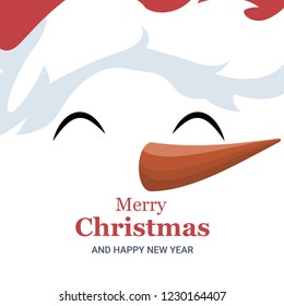 Christmas card of snowman face