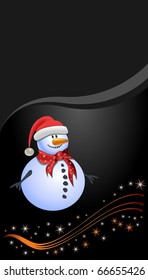Christmas card with snowman and place for your text.