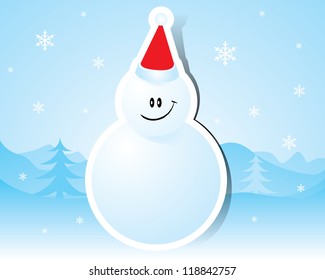 Christmas card with snowman vector